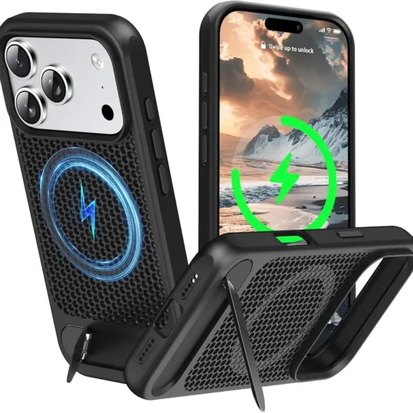 Premium Honeycomb Airflow MagSafe Kickstand Case for iPhone 13–17 Series